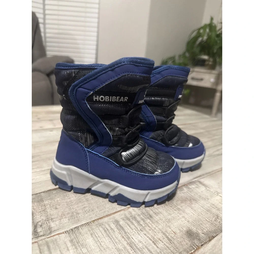 Hobibear Kids Navy Blue Black Winter Snow Boots Faux Fur Lined AW3771 Size 26